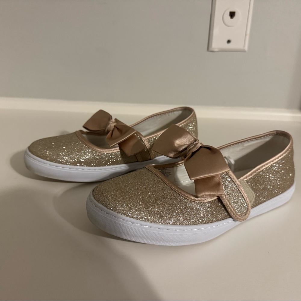 Janie and Jack Gold Dress Shoes Sparkly Glitter Mary Jane - size 2